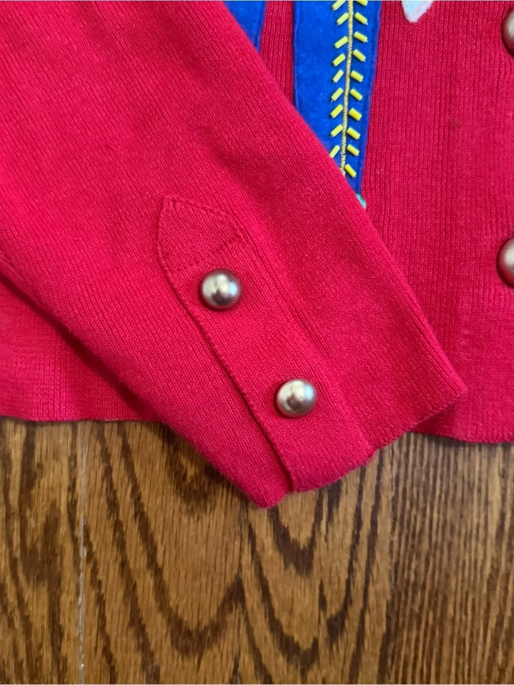 Belle Pointe Vintage Red Nutcracker Holiday Button Down Sweater Size Medium